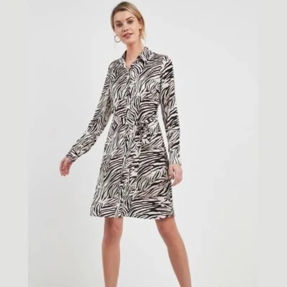 next | Dresses | Next Womens Black Pink Zebra Animal Print Shirt Dress |  Poshmark